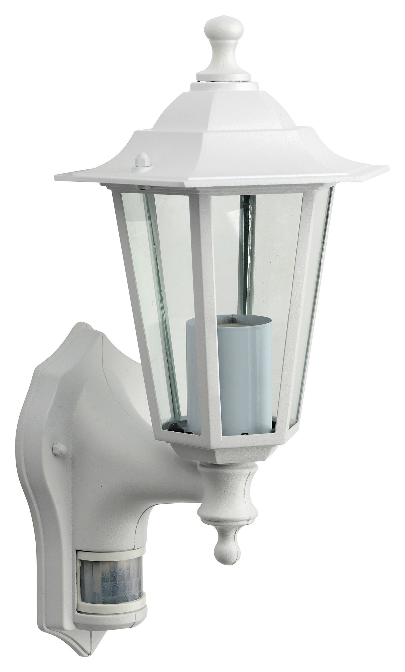 Image of Wickes White PIR Lantern Wall Light - 60W