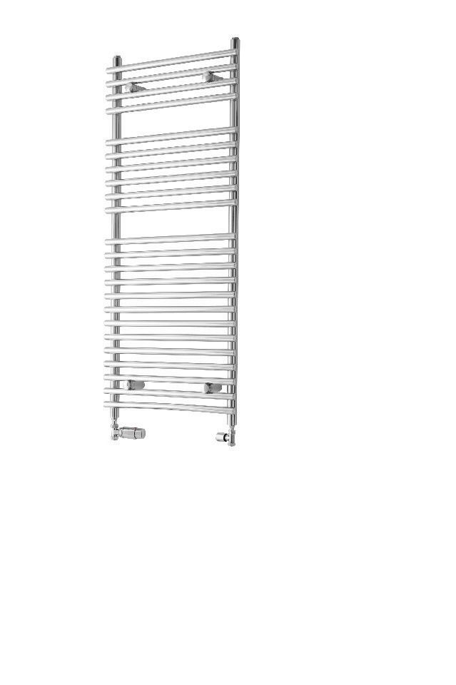 Image of Wickes Liquid Round Tube Chrome Heated Towel Rail Radiator - 800 x 500mm