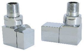 Wickes Contemporary 15mm Square Corner Radiator Valves - Chrome