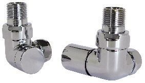 Wickes Contemporary 15mm Round Corner Radiator Valves - Chrome