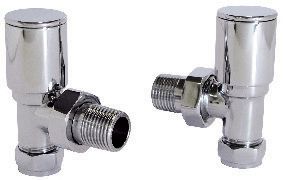 Wickes Contemporary 15mm Round Angled Radiator Valves - Chrome