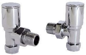 Image of Wickes Contemporary 15mm Round Angled Radiator Valves - Chrome