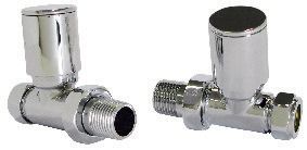 Wickes Contemporary 15mm Round Straight Radiator Valves - Chrome