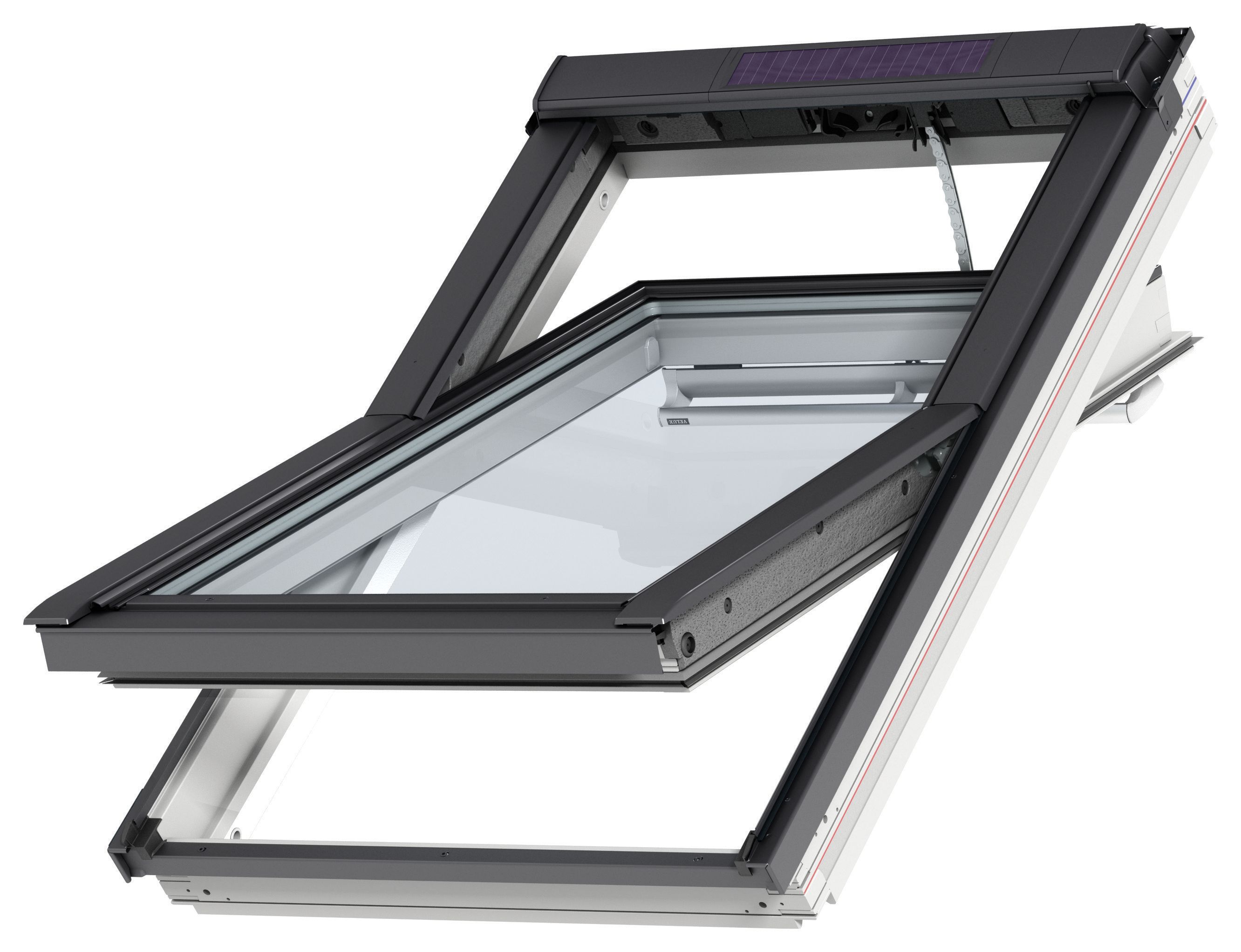 Image of VELUX INTEGRA GGL CK02 207030 White Painted Solar Centre Pivot Roof Window - 550 x 780mm