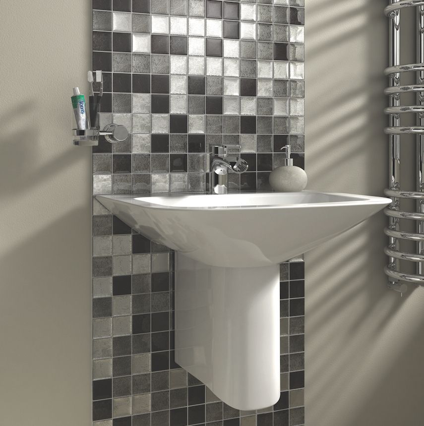 Wickes Black & Silver Leaf Glass Mosaic Tile - 300 x 300mm