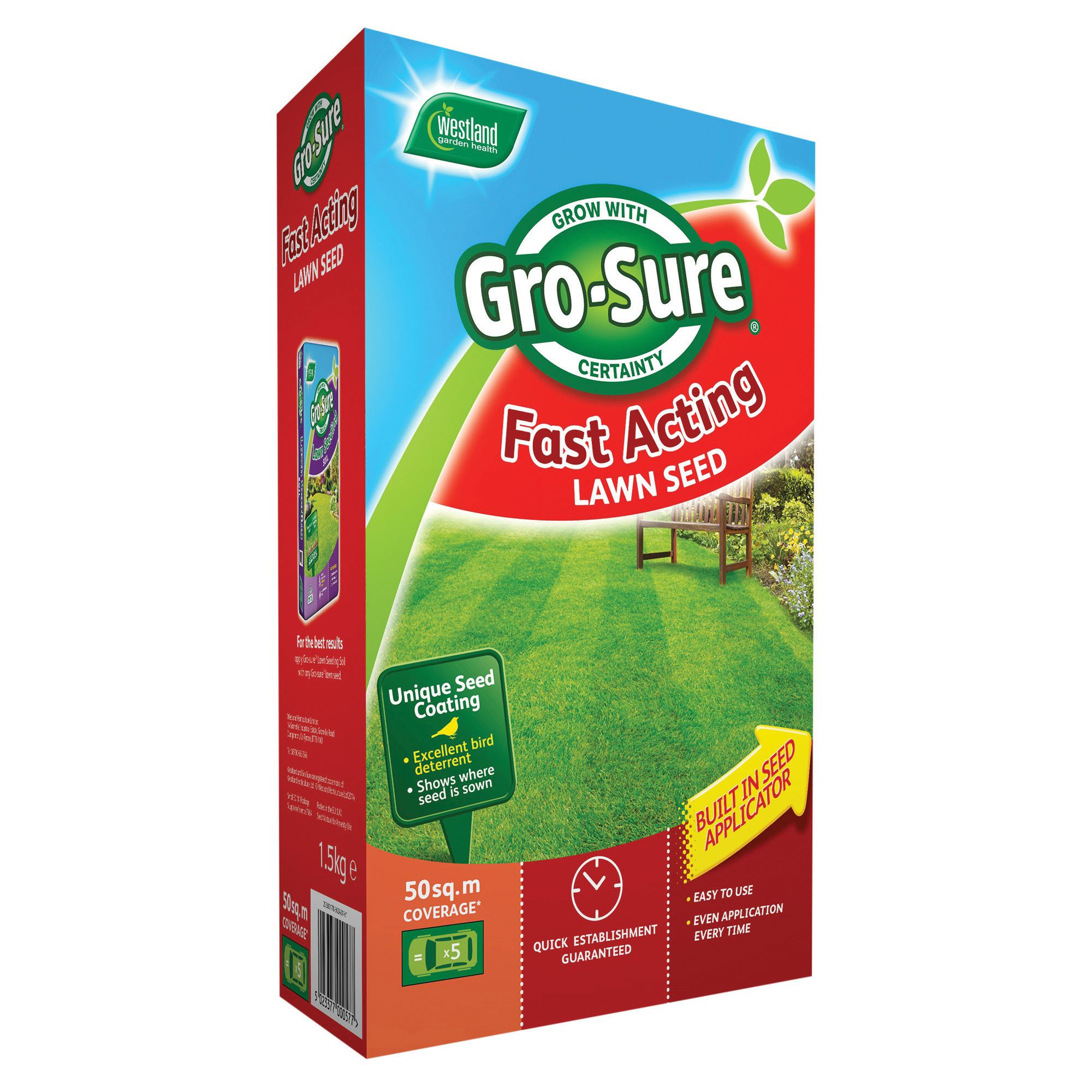 Gro-Sure Fast Acting Lawn Seed - 50m² - 1.5kg