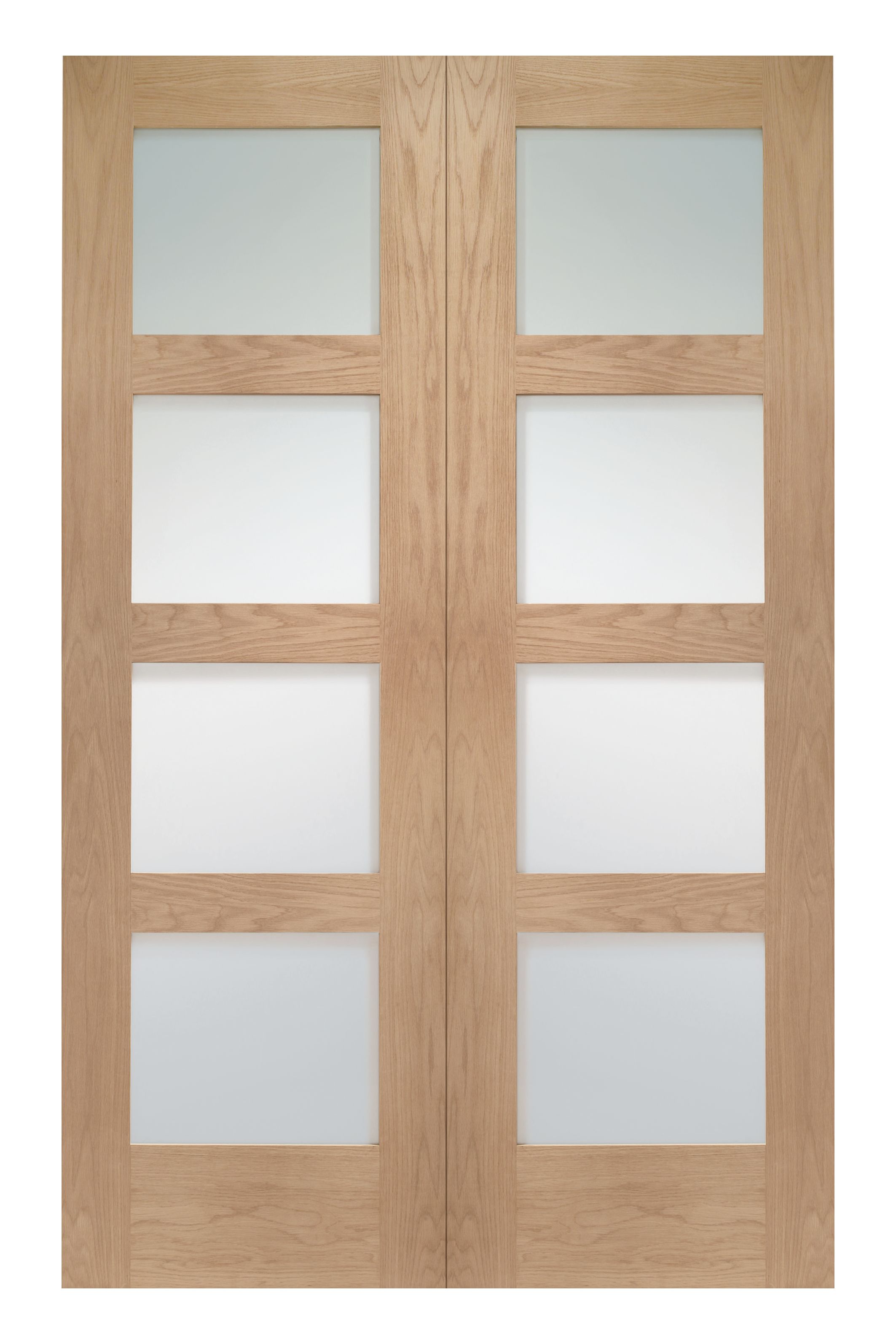 Wickes Marlow Fully Glazed Oak 4 Panel Rebated Internal Door Pair - 1981 x 1220mm