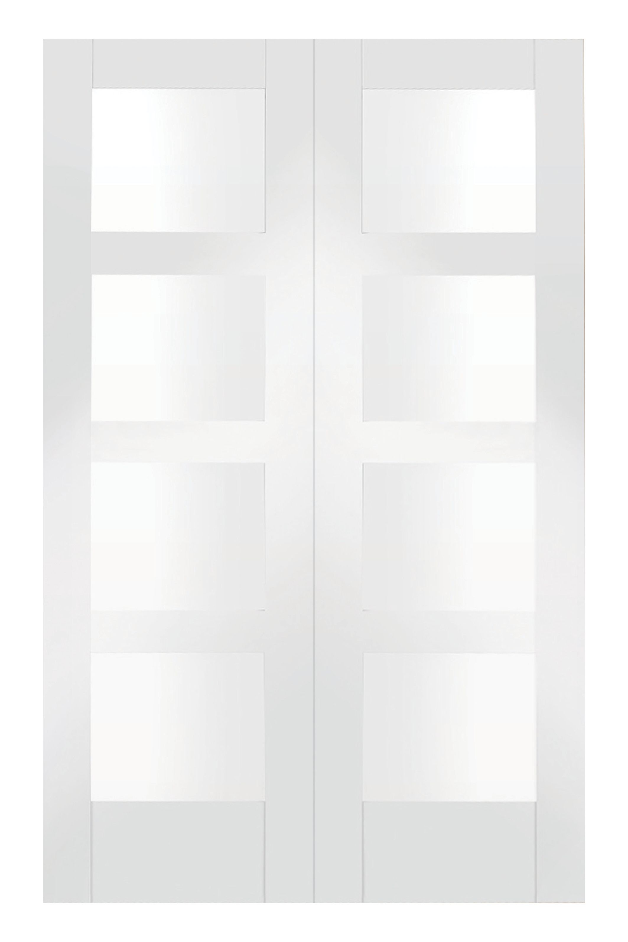 Wickes Barton White Fully Glazed MDF 4 Panel Rebated French Doors - 1981 x 1220mm