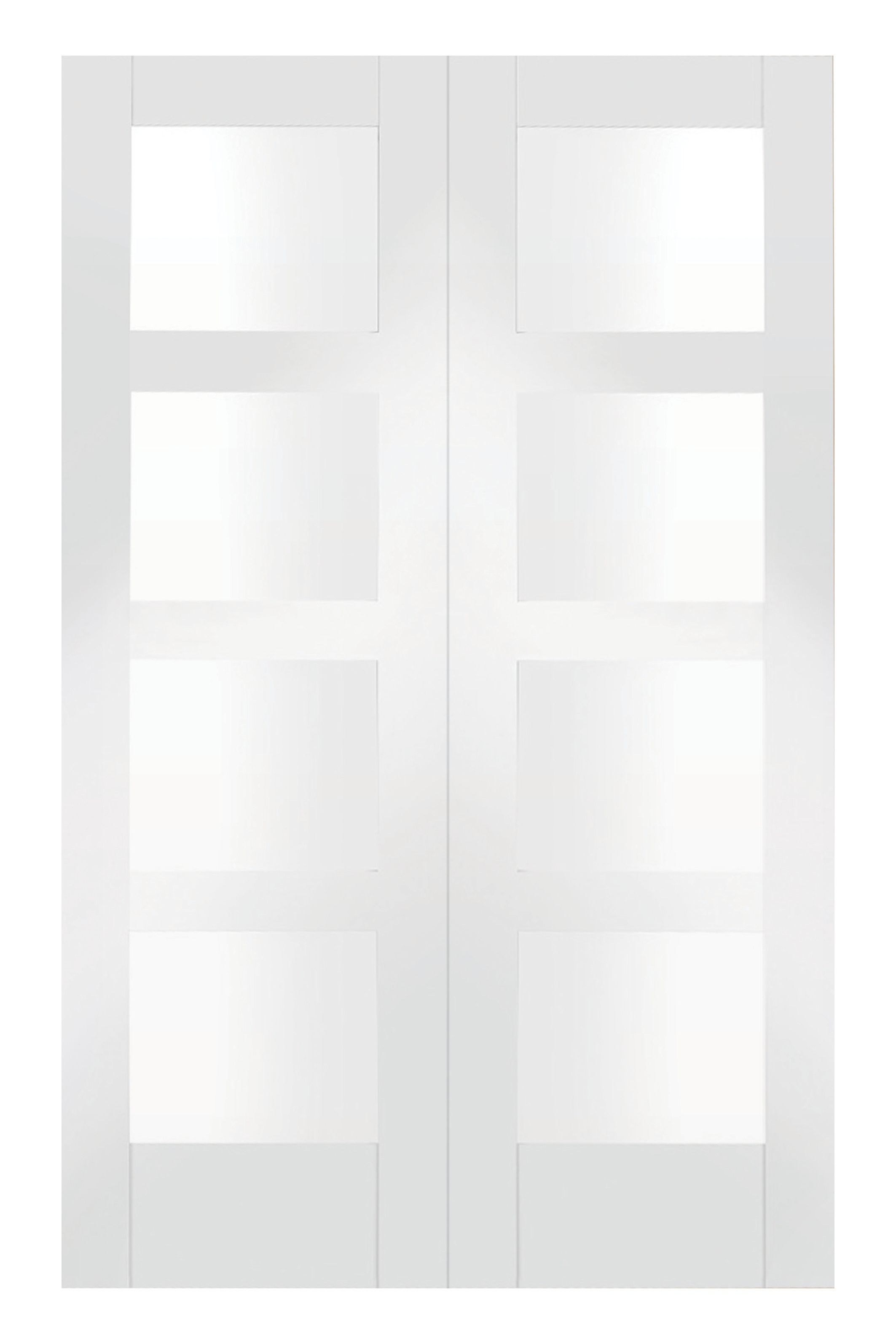 Wickes Barton White Fully Glazed MDF 4 Panel Rebated French Doors - 1981 mm