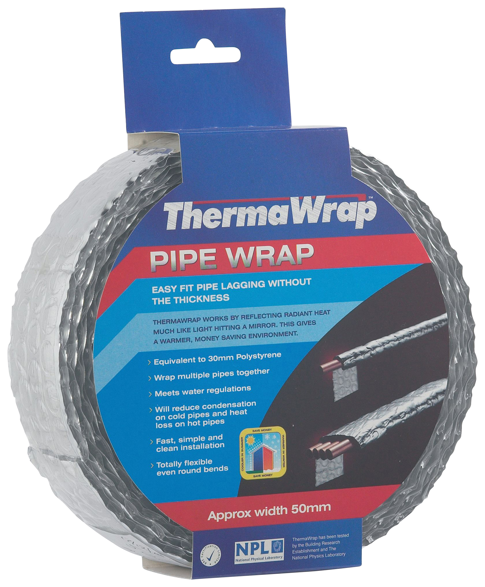 Image of ThermaWrap Spiral Foil Wrap Insulation - 50mm x 7.5m